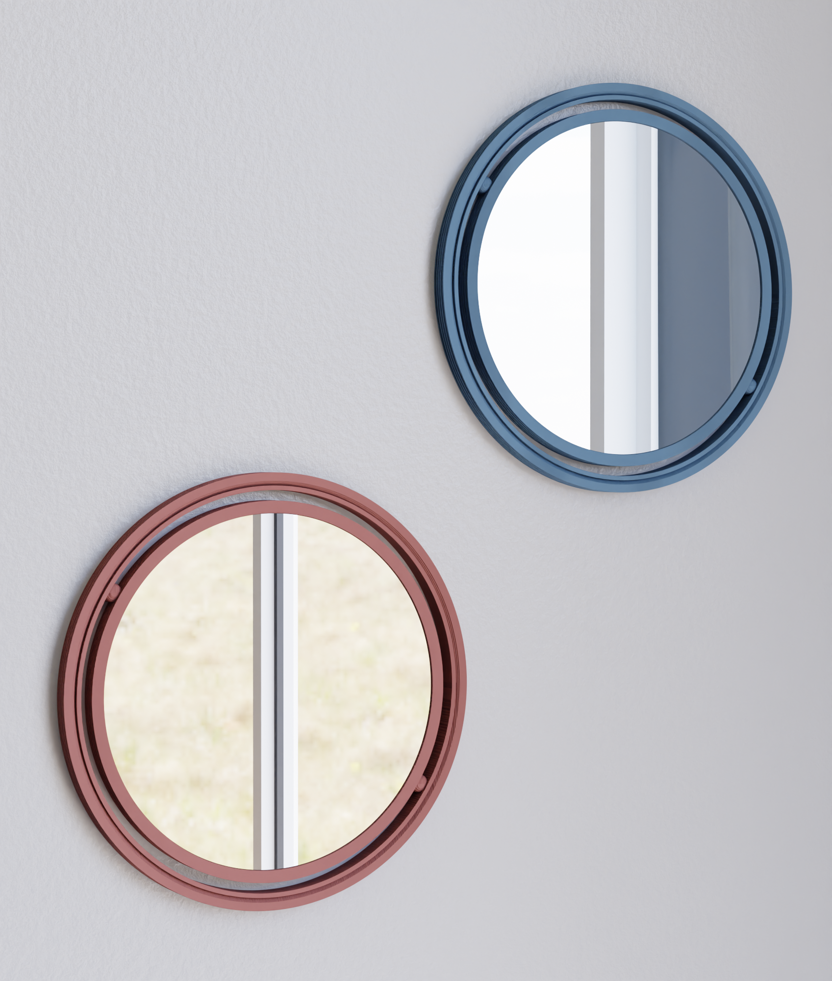 Set Of 3 Globe Mirror in muted blue