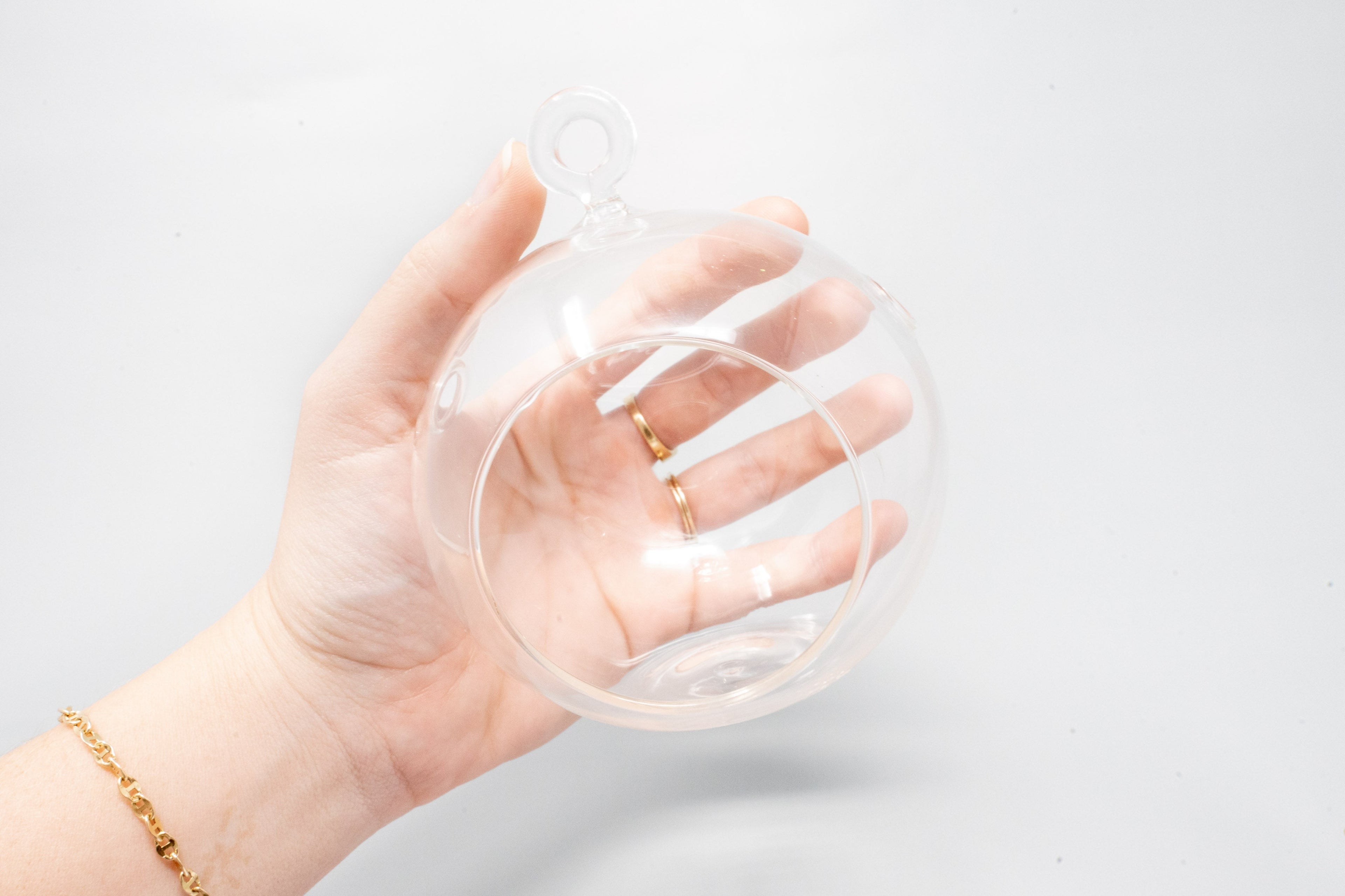 Set of 3 Stunning Hanging Glass Terrariums with Flat Bottoms
