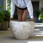 Titan XXL, Fiber Clay Pot, Hand-painted in Aged White or Aged Black, 28.3"D x 17"H