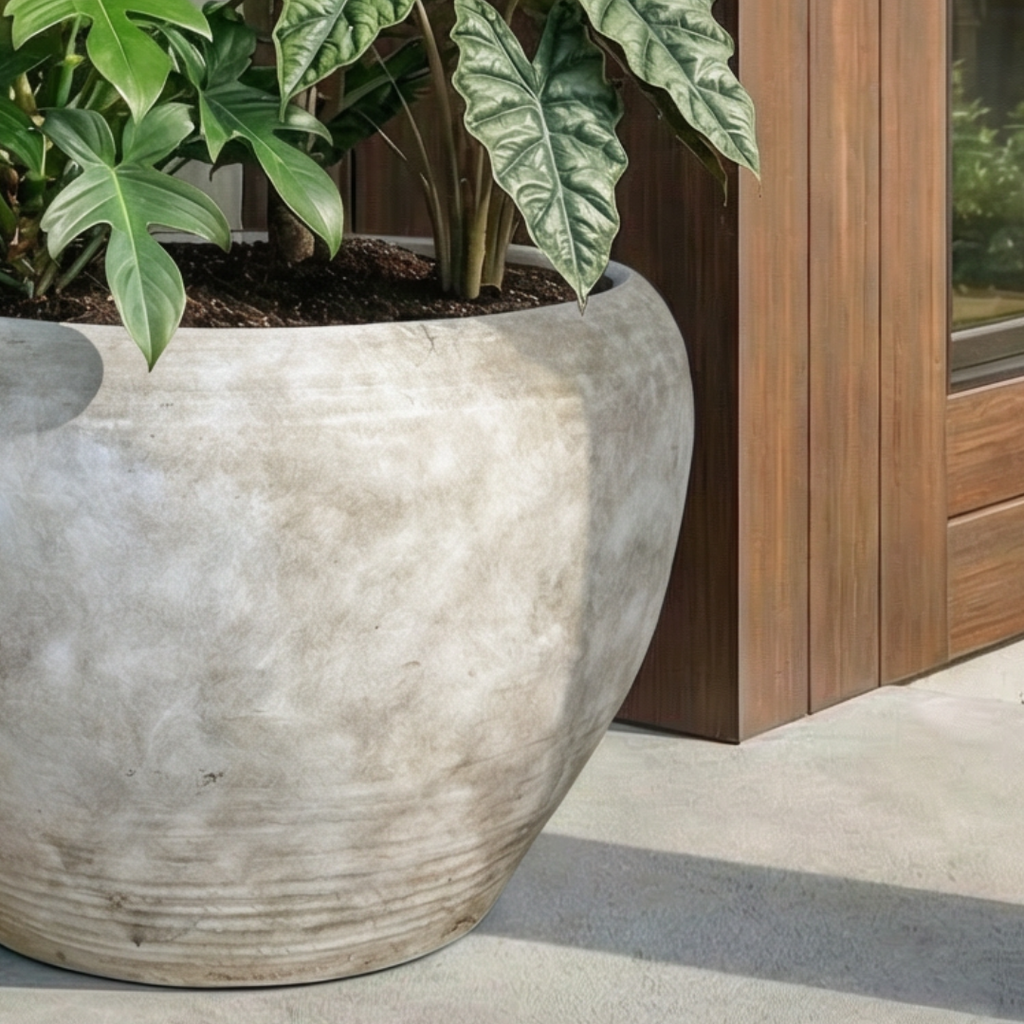 Titan XXL, Fiber Clay Pot, Hand-painted in Aged White or Aged Black, 28.3"D x 17"H