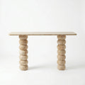 Light Travertine Natural Stone Designer Console Table - Premium Handcrafted Honed Finish