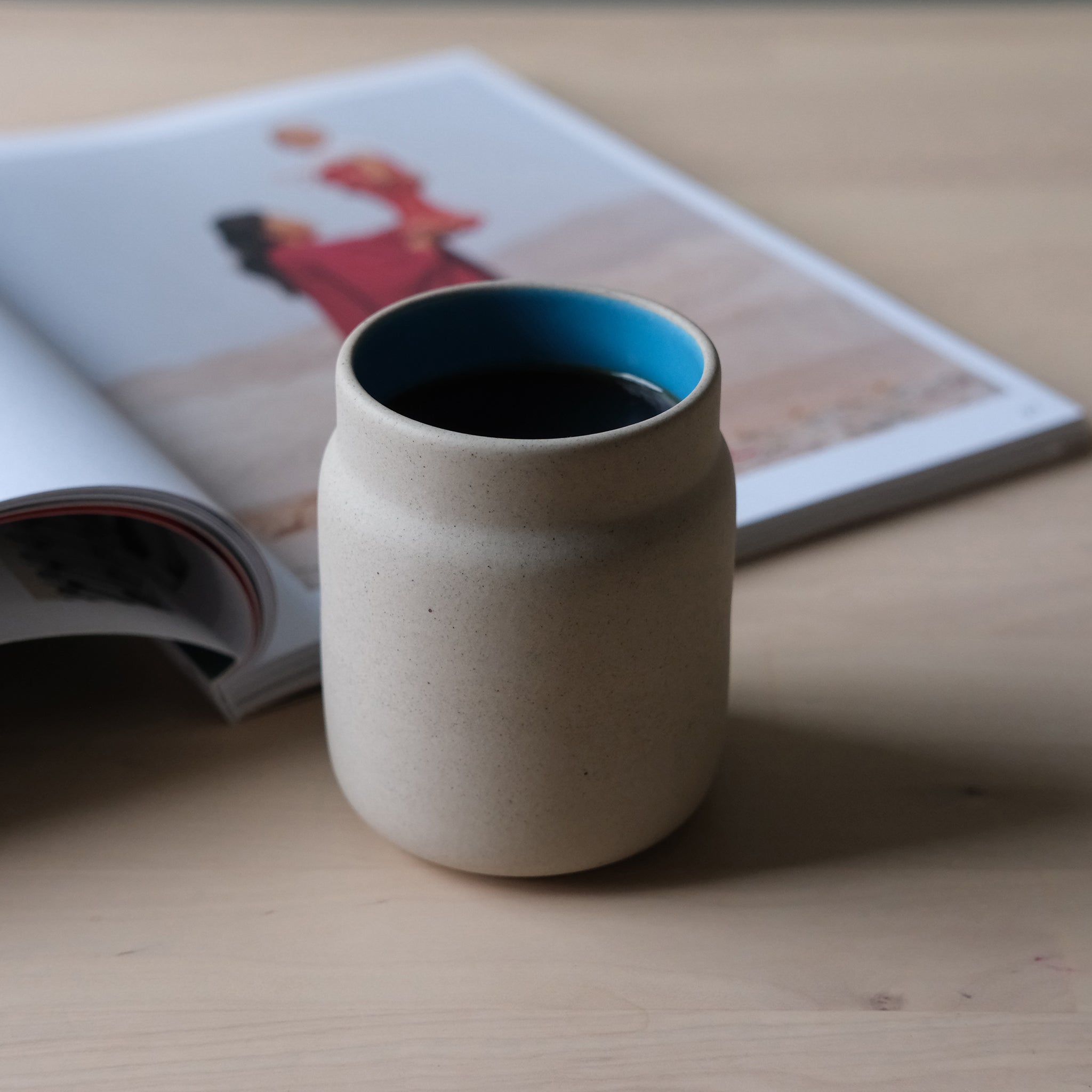 Coffee Tumbler in pink matte glaze