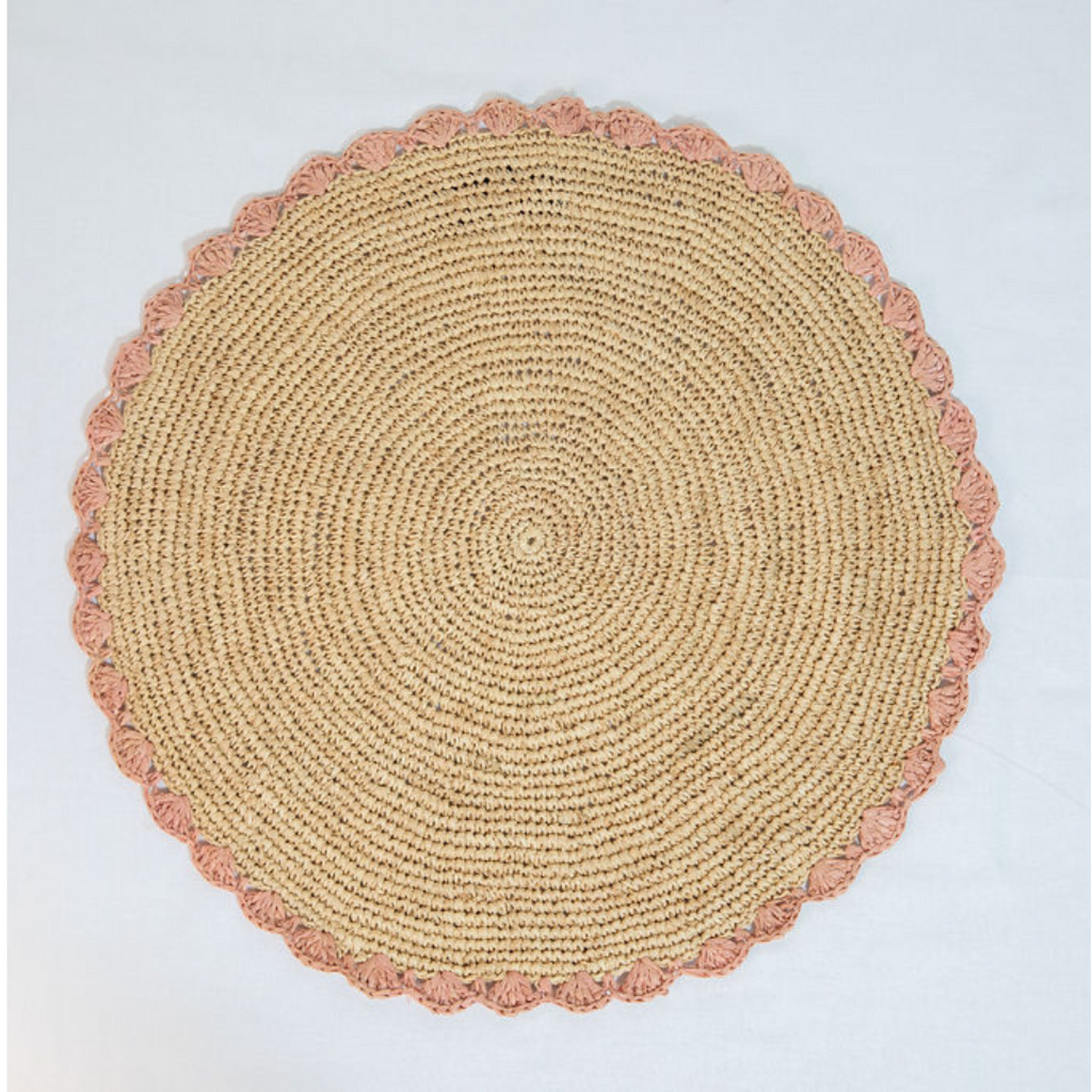 Aura Pink Edge Raffia Placemat