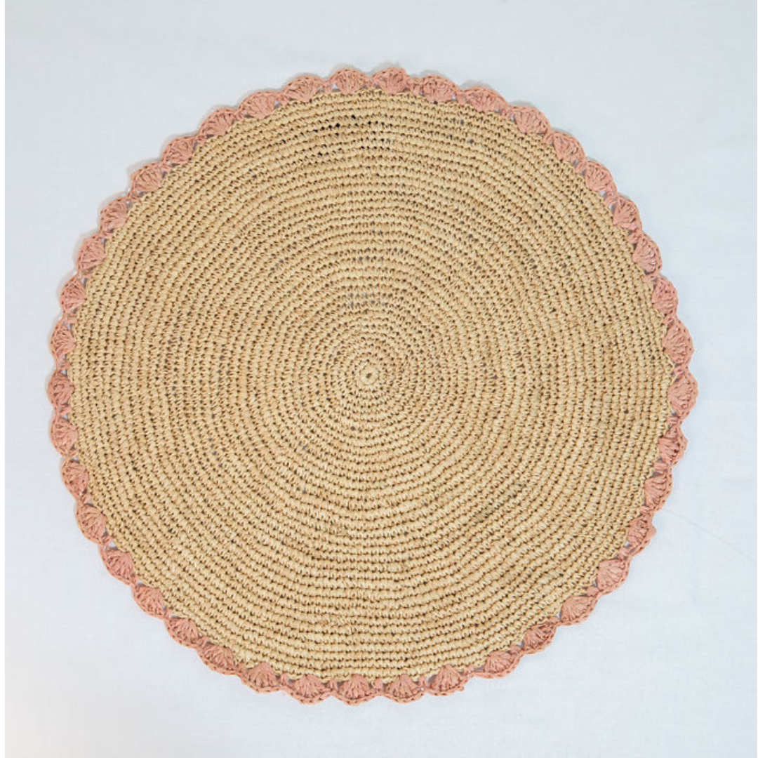 Aura Pink Edge Raffia Placemat