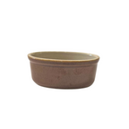 Vintage French Stoneware Oval Mauviette Dish-- (0.125 L)-- Brown