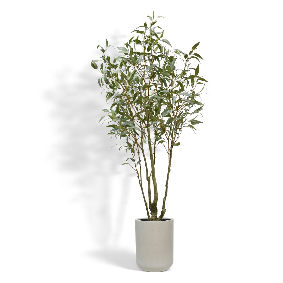 7' Artificial Willow Eucalyptus Tree with Artisan Planter