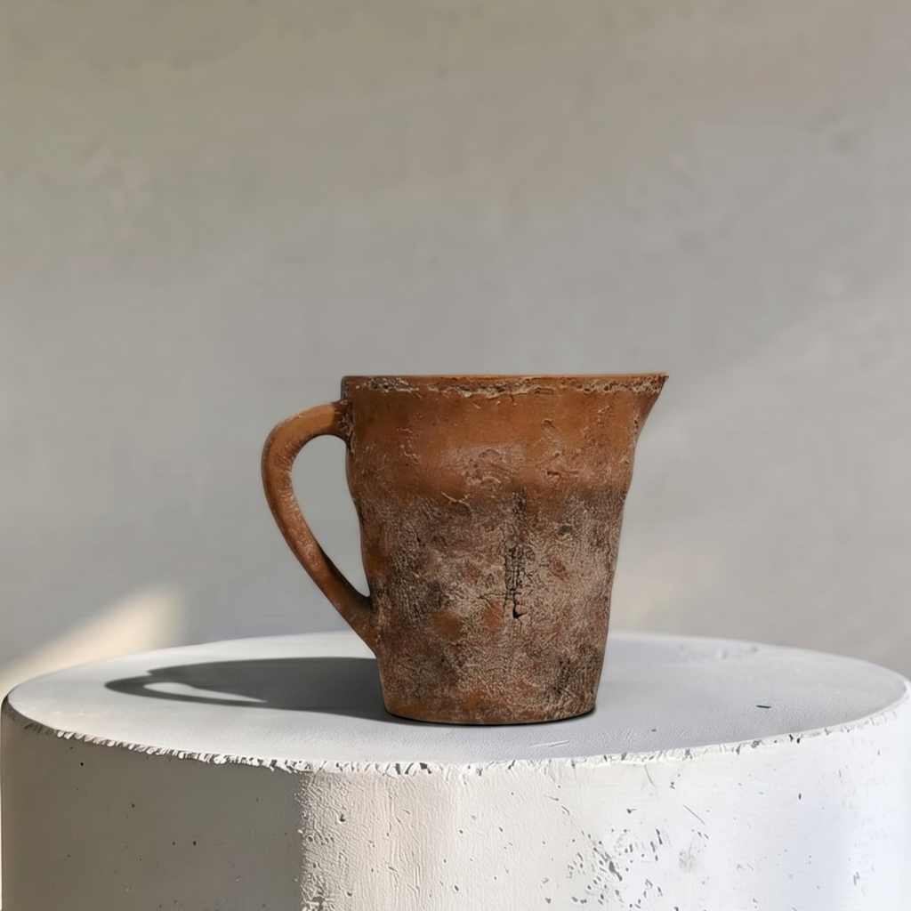 Valencia Carafe-Style Cement Planter, Hand-Painted in Aged Terracotta or Aged White, 8.5"D x 7"H