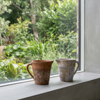 Valencia Carafe-Style Cement Planter, Hand-Painted in Aged White or Aged Terracotta, 8.5"D x 7"H