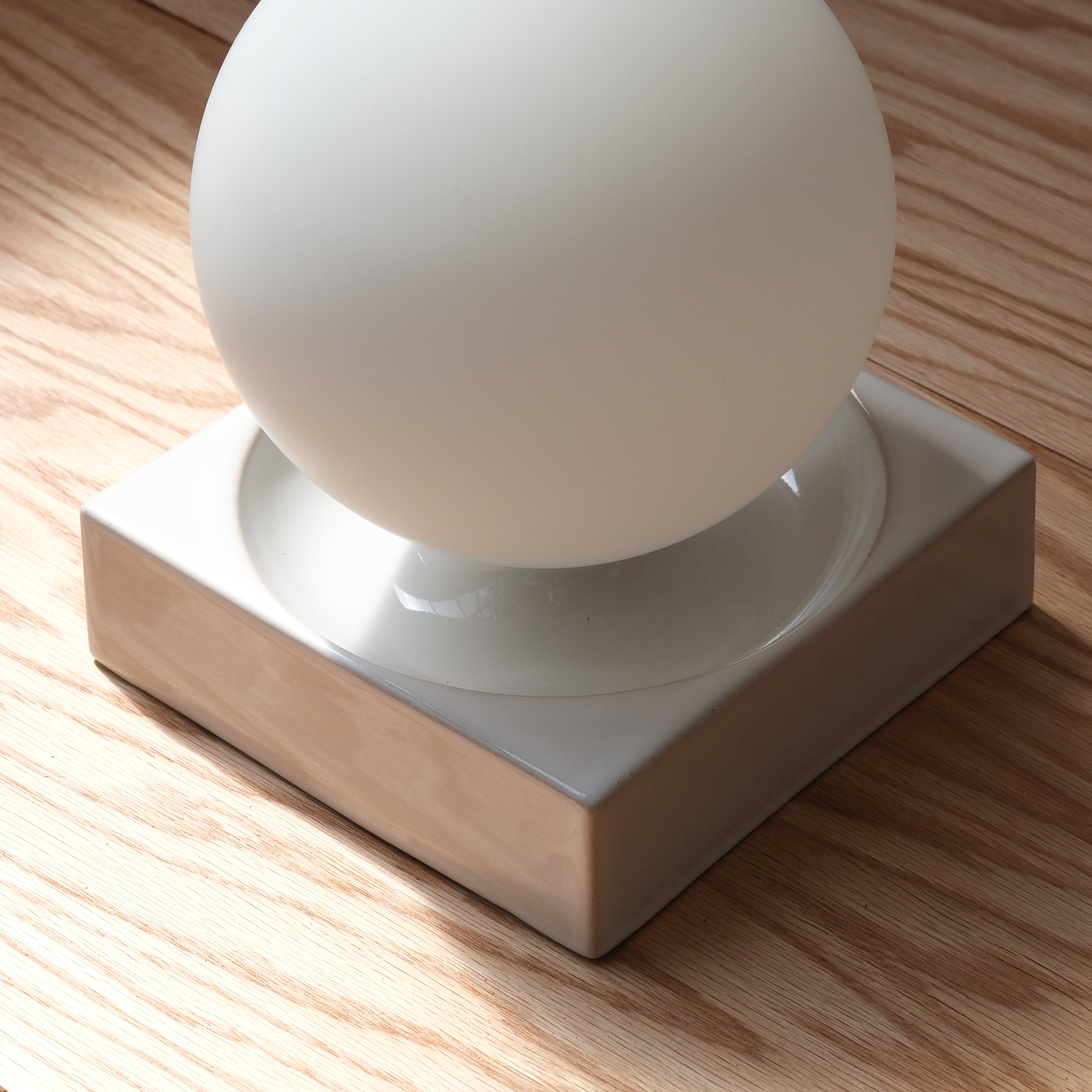 Cubic Table Lamp pair on a credenza