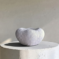 Zephyr Bowl, Artisan Cement Display Piece, Hand-painted in Linen White, 9.8"D x 5.5"H