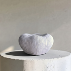Zephyr Bowl, Artisan Cement Display Piece, Hand-painted in Linen White, 9.8"D x 5.5"H