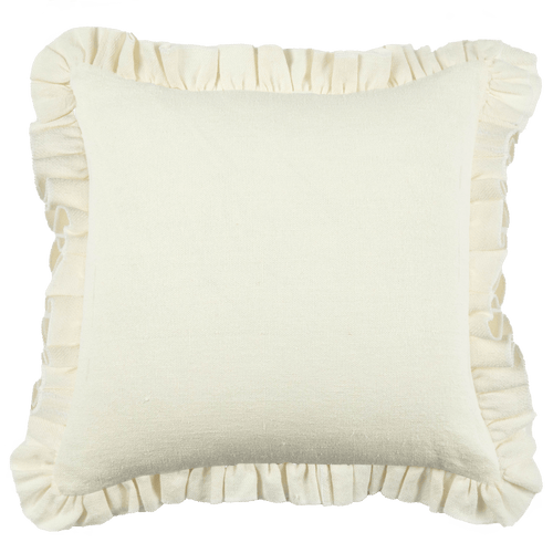 Anita Linen Solid Throw Pillow Cover, Cream Ruffled