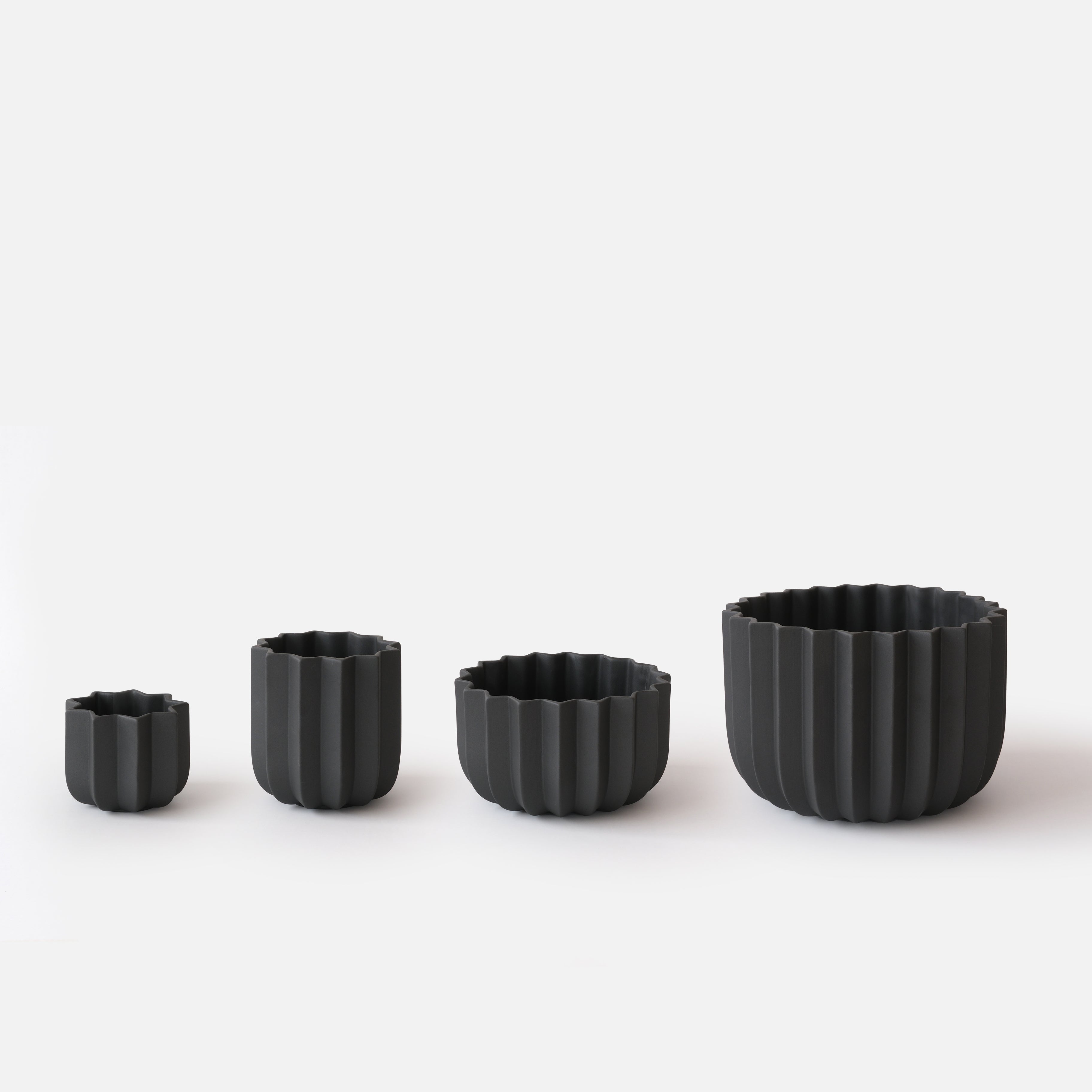 ridged ceramic planter by Misewell