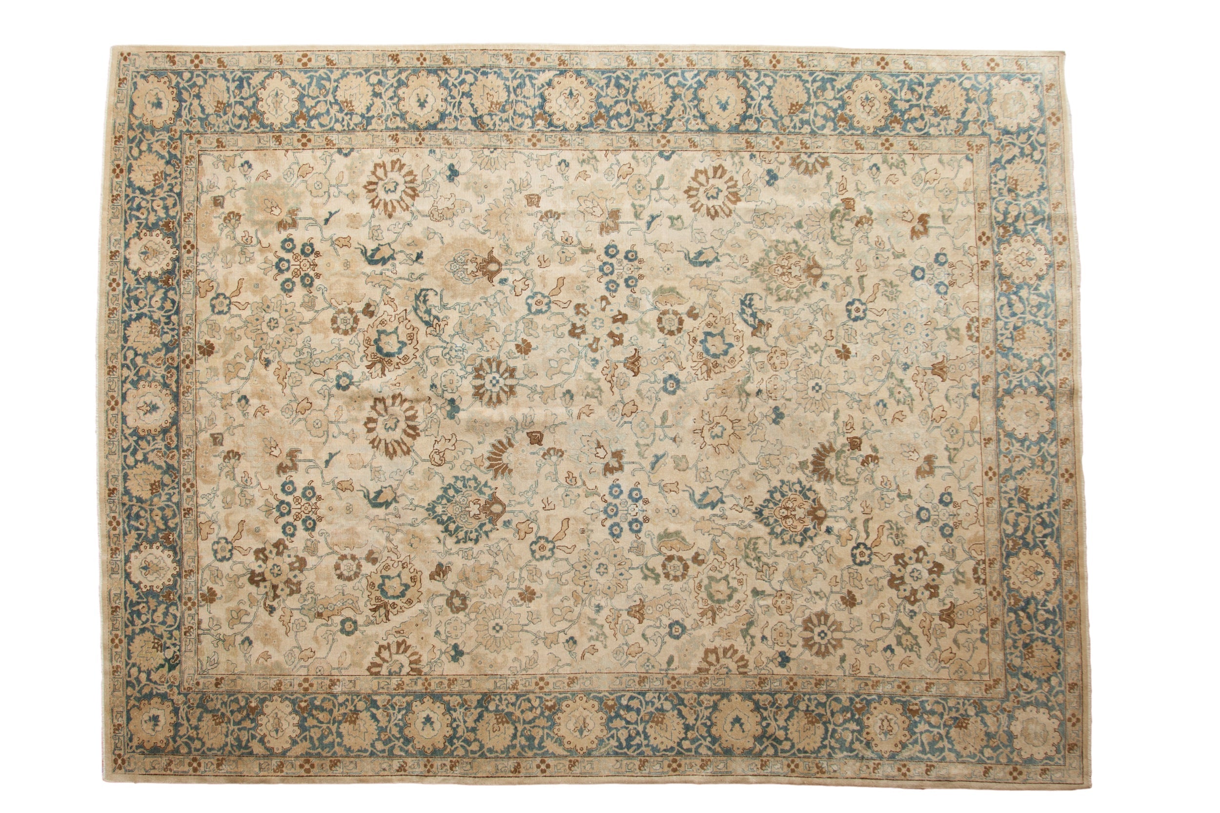 Vintage Distressed Tabriz Carpet 9x12, hand-knotted one of a kind piece