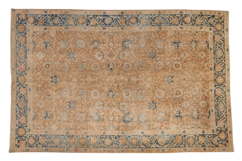 Antique Distressed Gold Wash Khoy Carpet 7x11, hand-knotted one of a kind piece