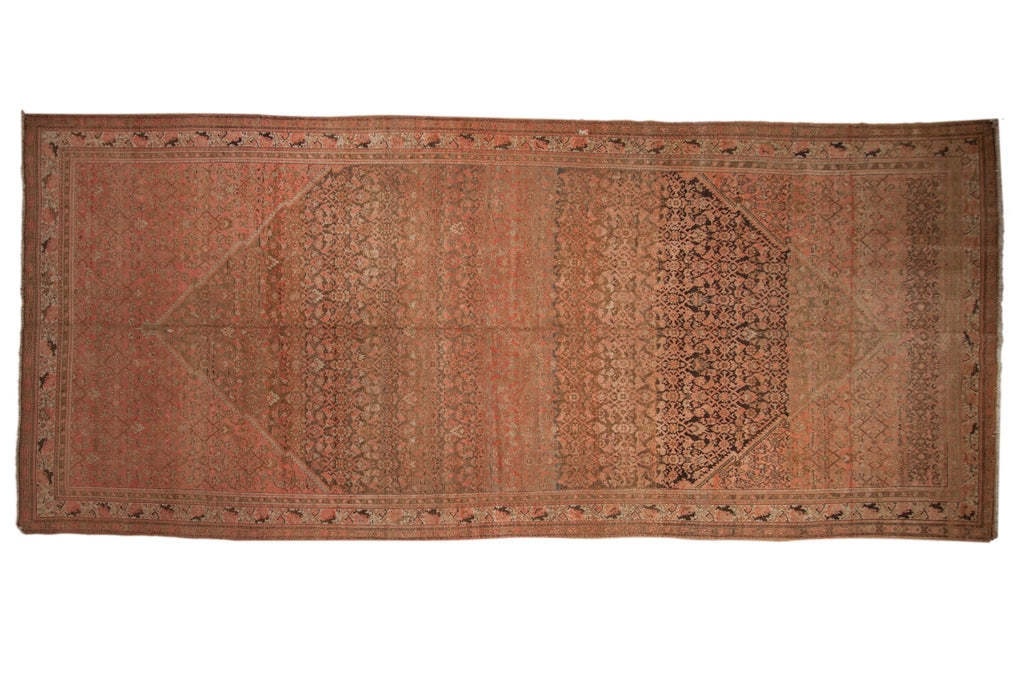 Vintage Distressed Malayer Carpet 7x16, hand-knotted one of a kind piece