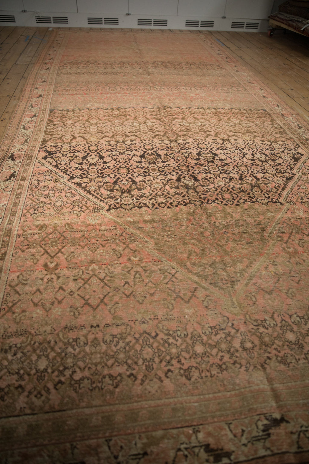 Back of the hand-knotted rug showing construction