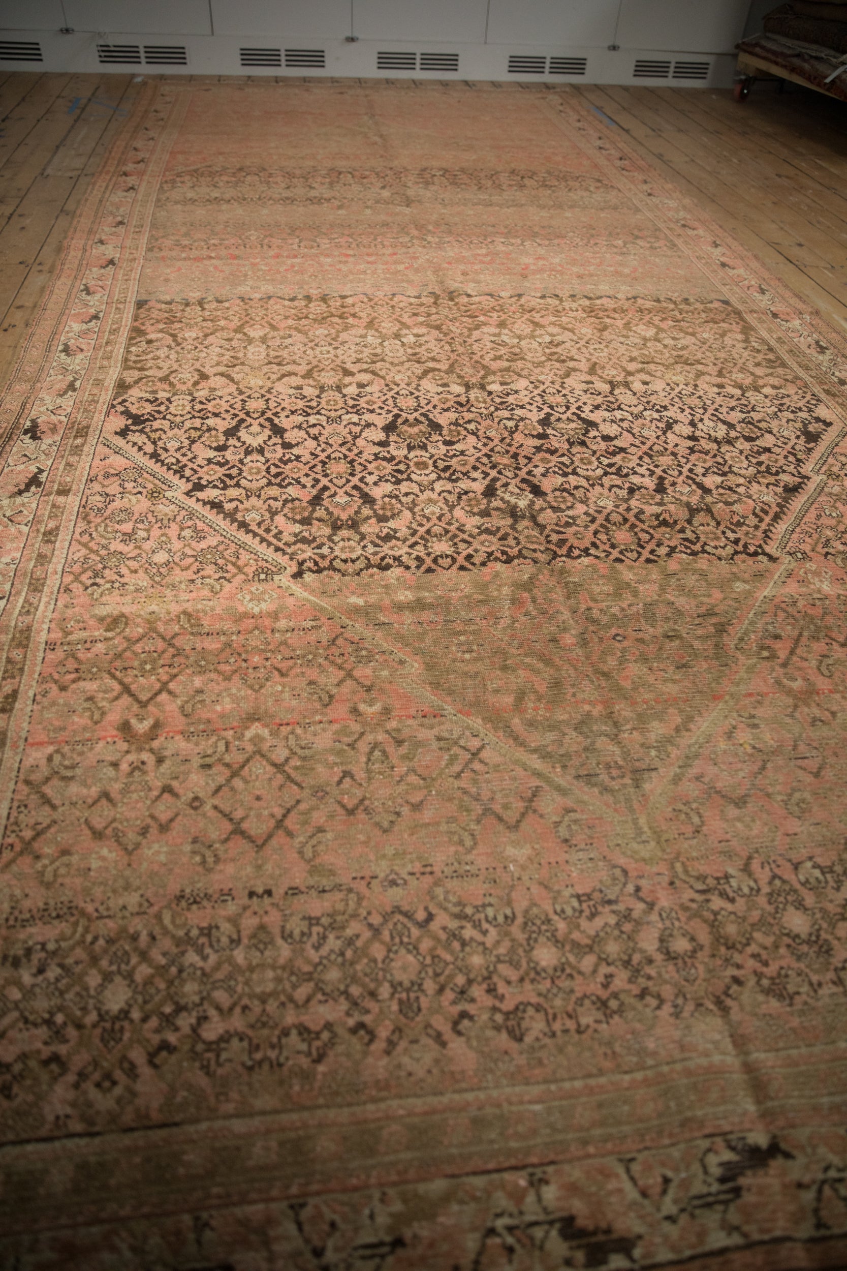 Back of the hand-knotted rug showing construction