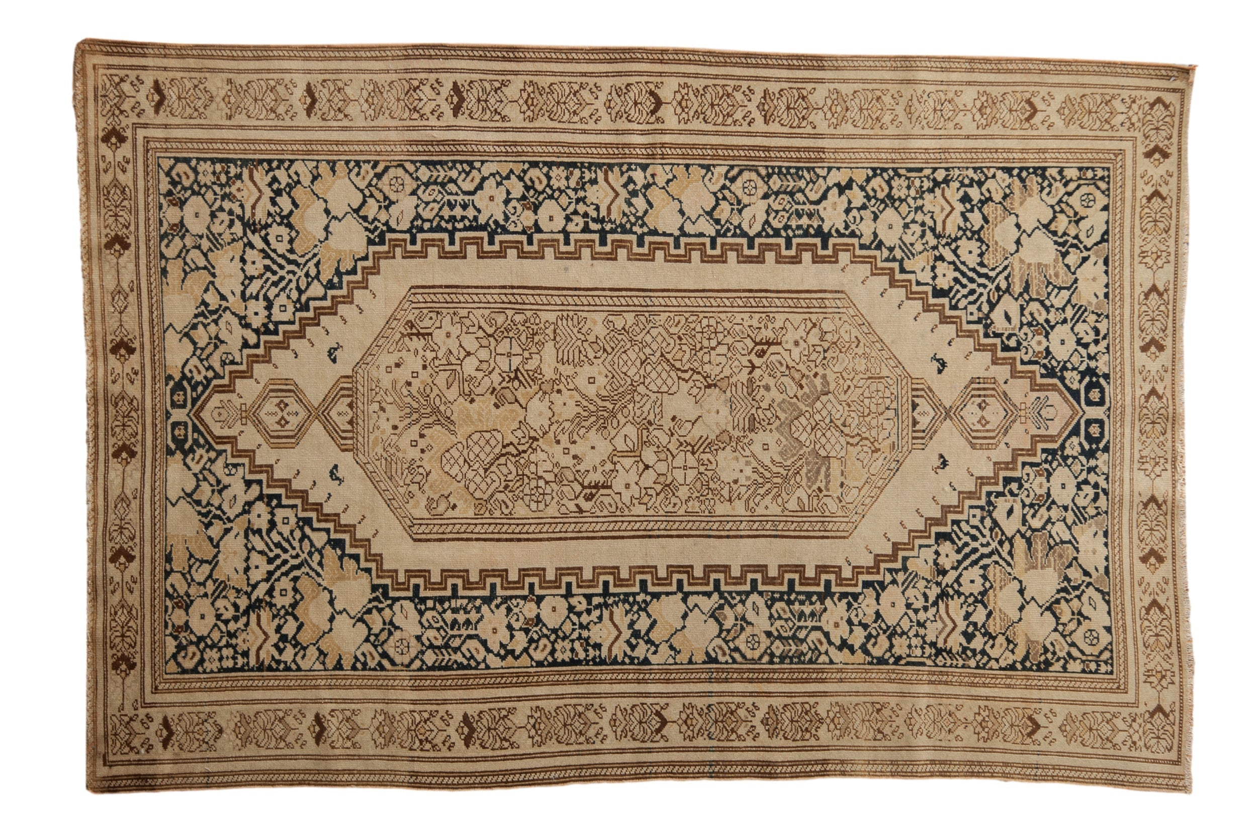 Antique Distressed Malayer Rug 4.5x6.5, hand-knotted one of a kind piece