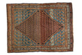 Antique Distressed Hamadan Rug 4x5.5, hand-knotted one of a kind piece