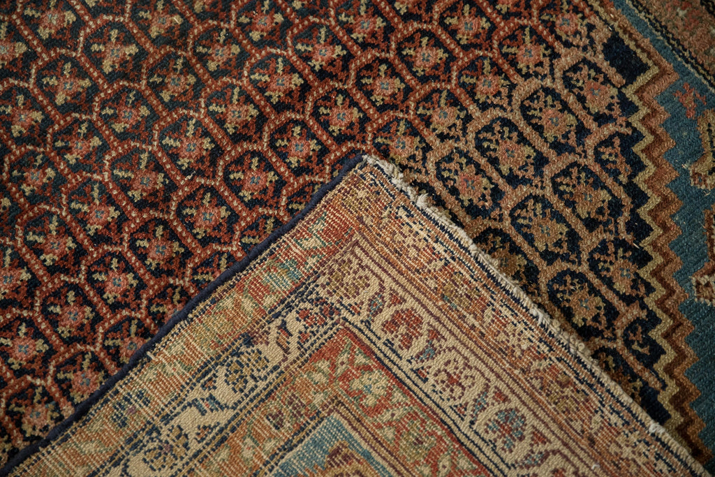 Antique Distressed Hamadan Rug 4x5.5, hand-knotted one of a kind piece