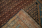 Antique Distressed Hamadan Rug 4x5.5, hand-knotted one of a kind piece