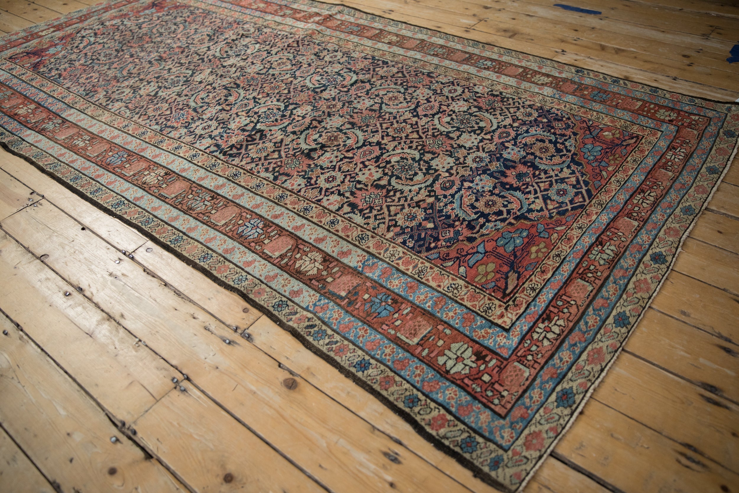 Back of the hand-knotted rug showing construction