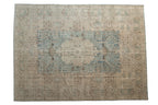 Vintage Distressed Tabriz Carpet 9x12.5, hand-knotted one of a kind piece