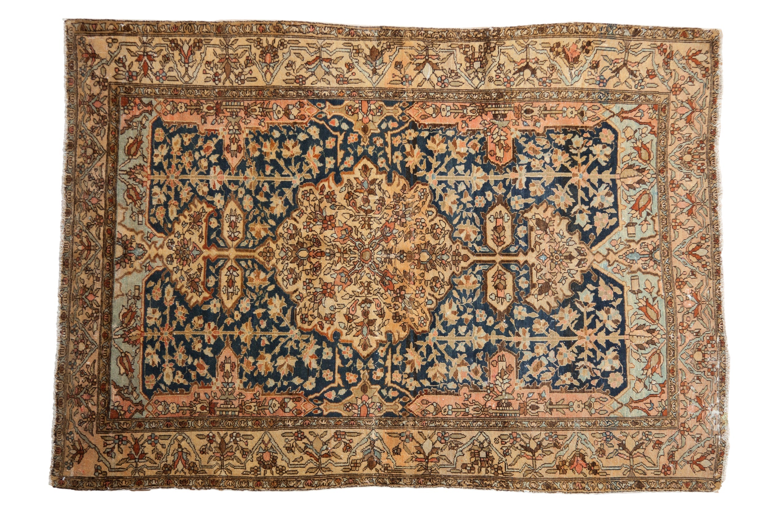 Antique Tea Washed Malayer Rug 4.5x6, hand-knotted one of a kind piece