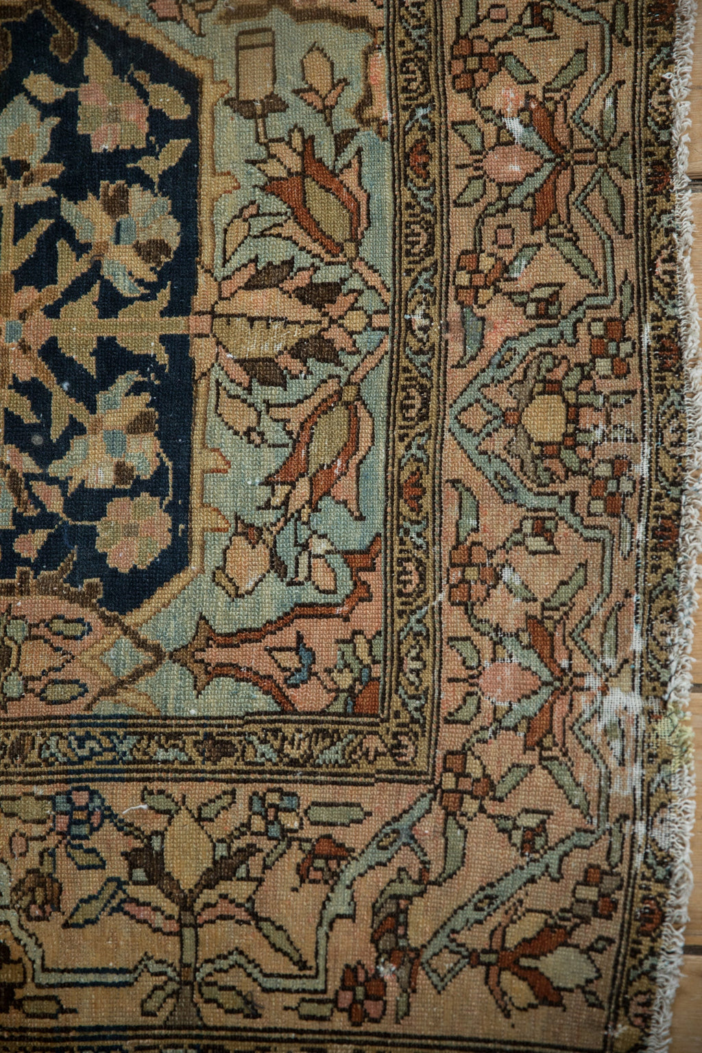 Back of the hand-knotted rug showing construction
