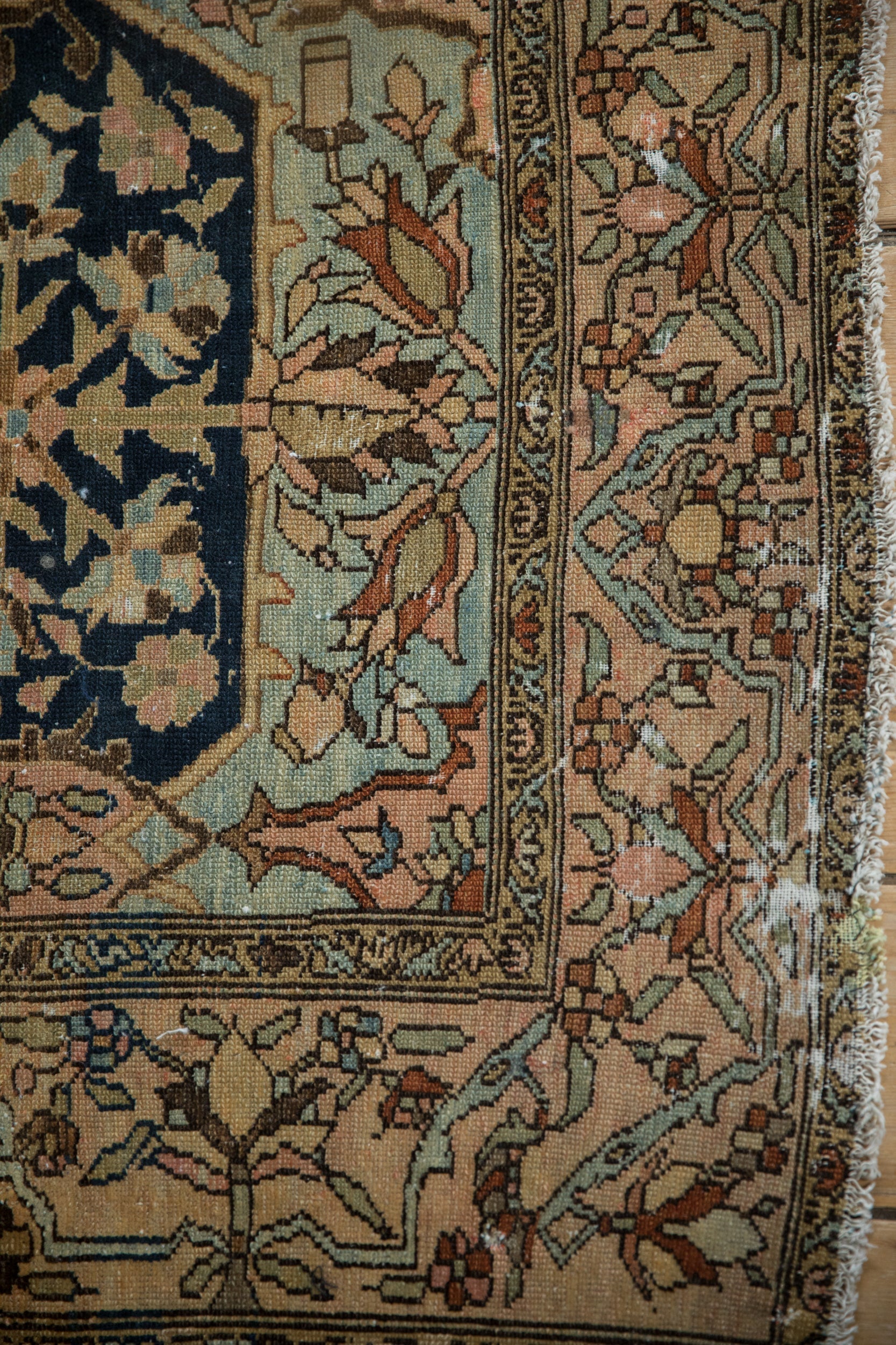 Back of the hand-knotted rug showing construction