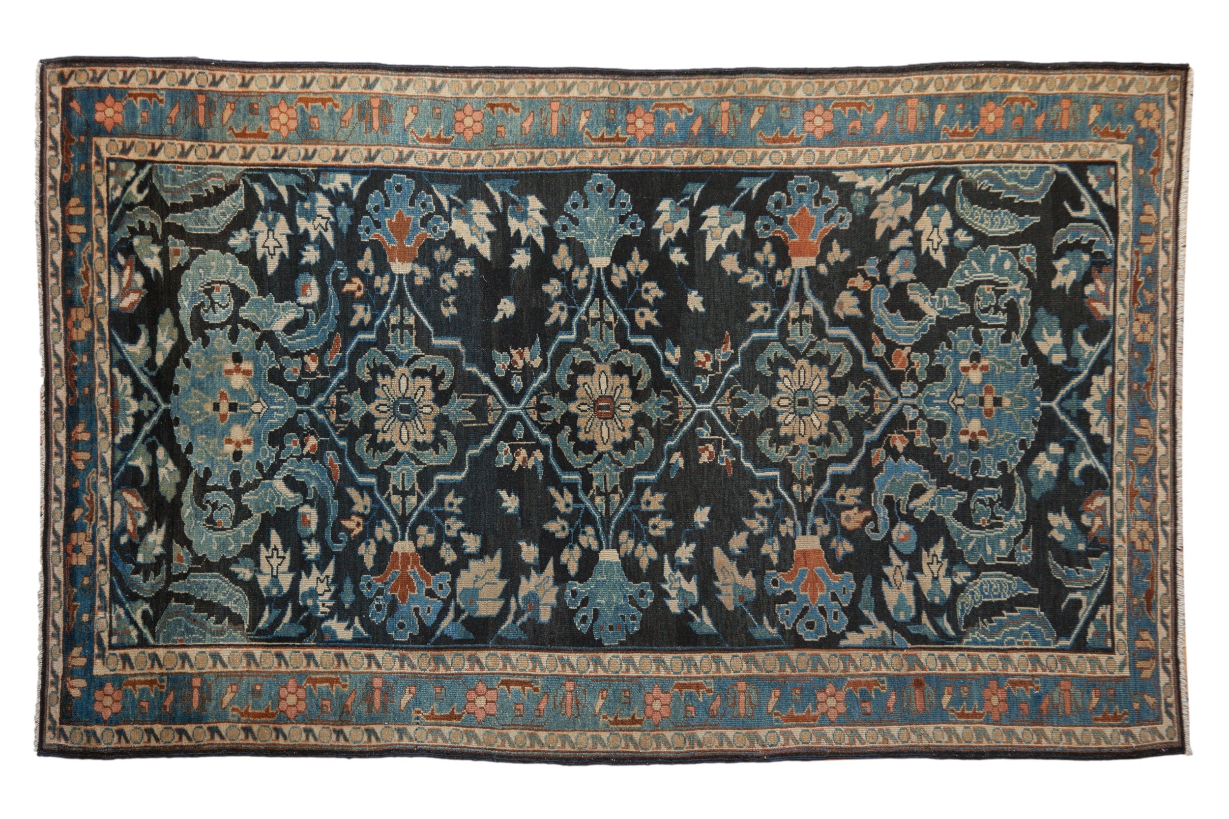 Vintage Distressed Lilihan Rug 4x7, hand-knotted one of a kind piece