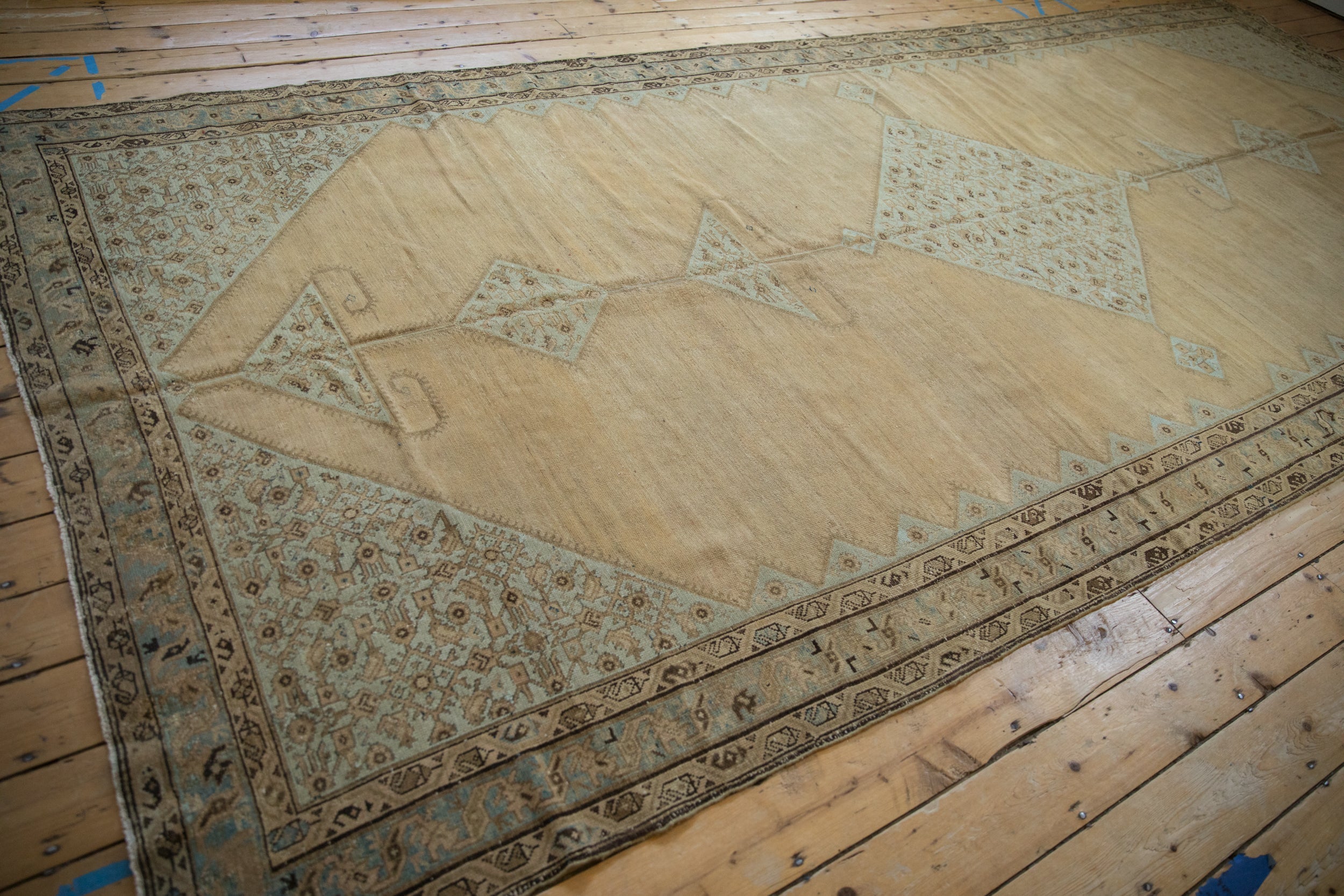 Antique Distressed Malayer Carpet 7x16, hand-knotted one of a kind piece