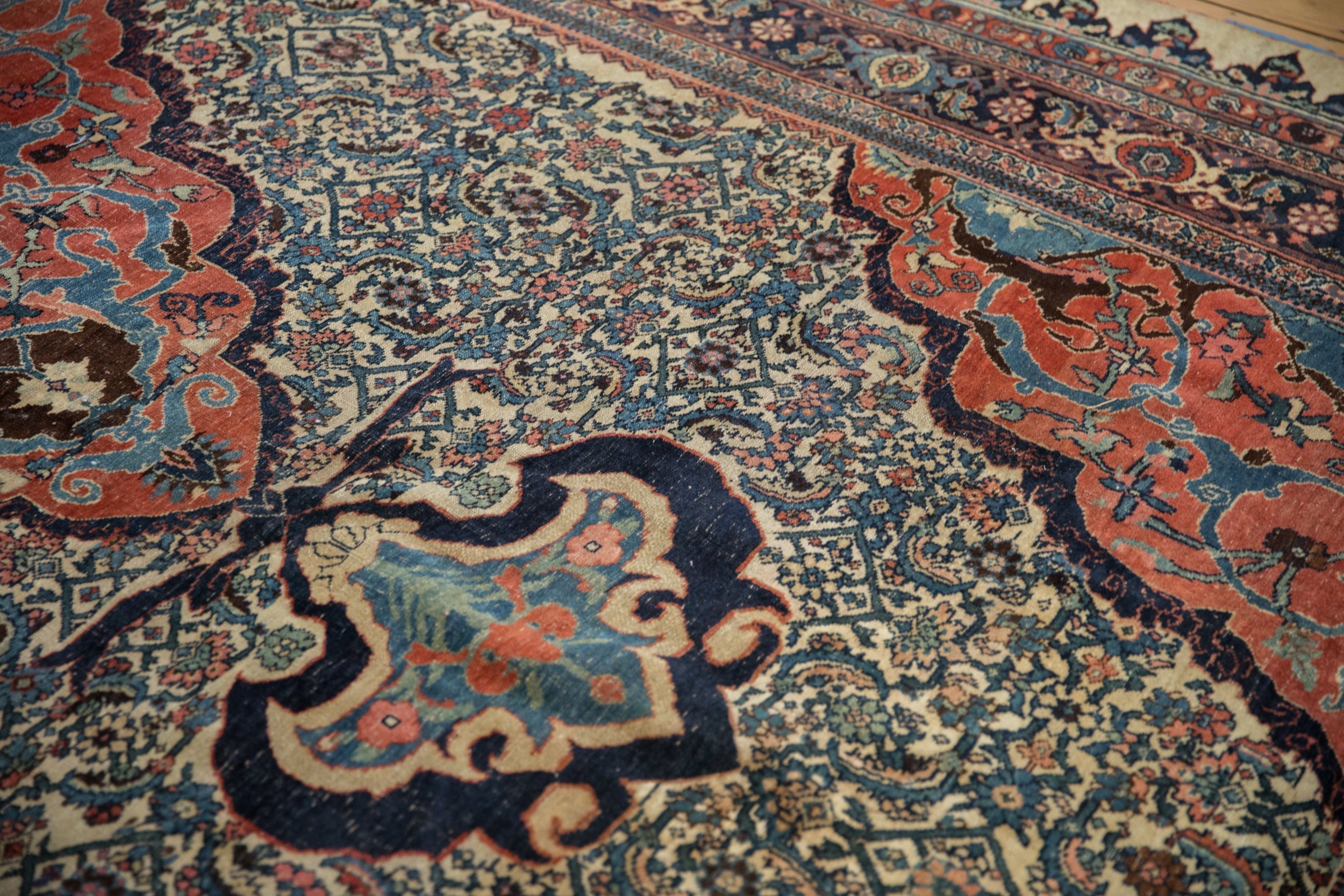 Back of the hand-knotted rug showing construction