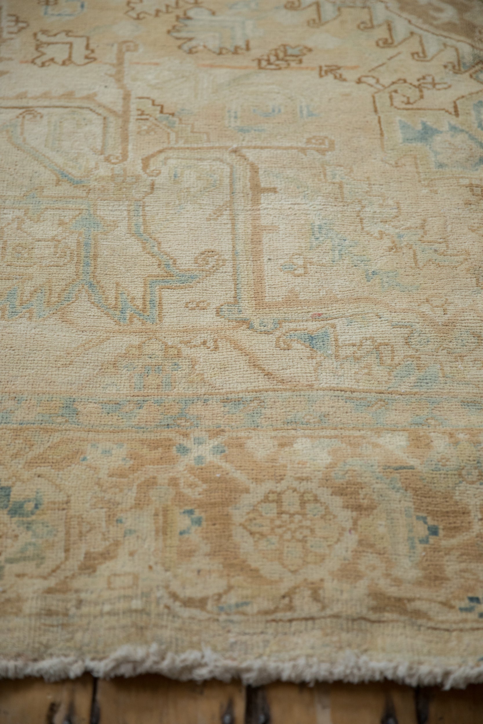 Vintage Distressed Heriz Carpet 7x11, hand-knotted one of a kind piece