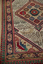 Back of the hand-knotted rug showing construction