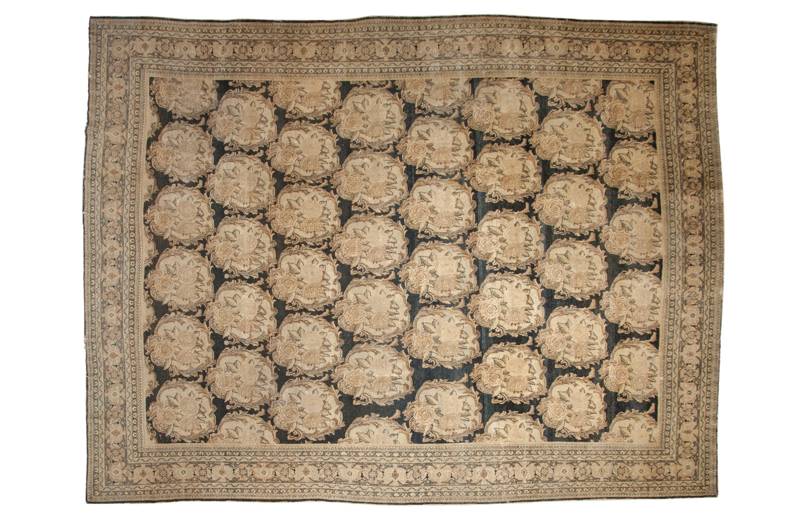 Antique Distressed Tabriz Carpet 10x13, hand-knotted one of a kind piece