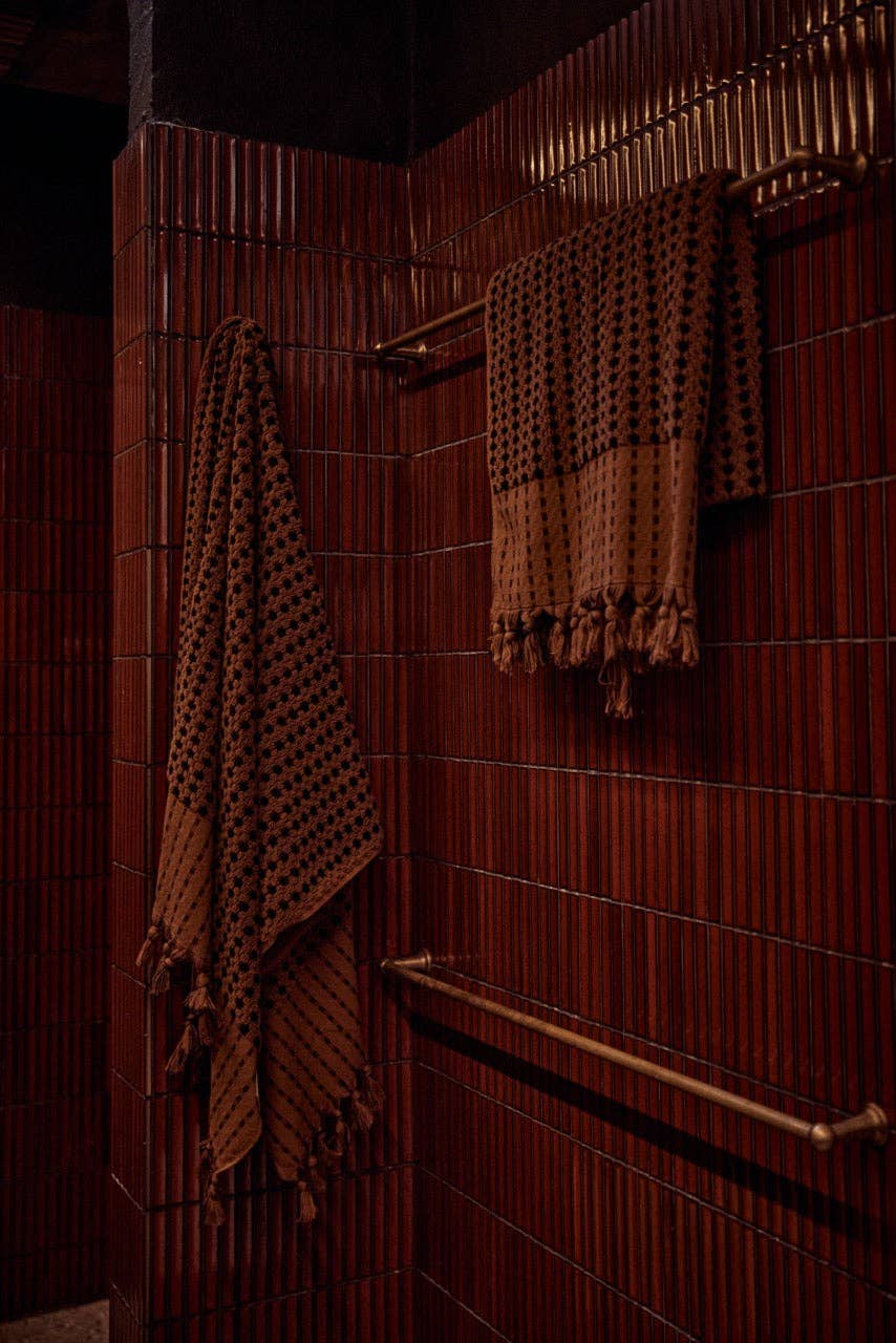 Turkish Hand Towel - Chocolate/Black