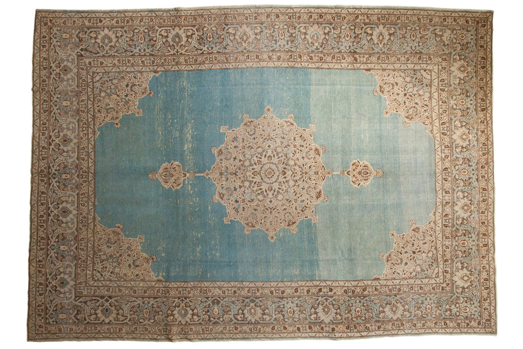Vintage Distressed Tabriz Carpet 8.5x12.5, hand-knotted one of a kind piece