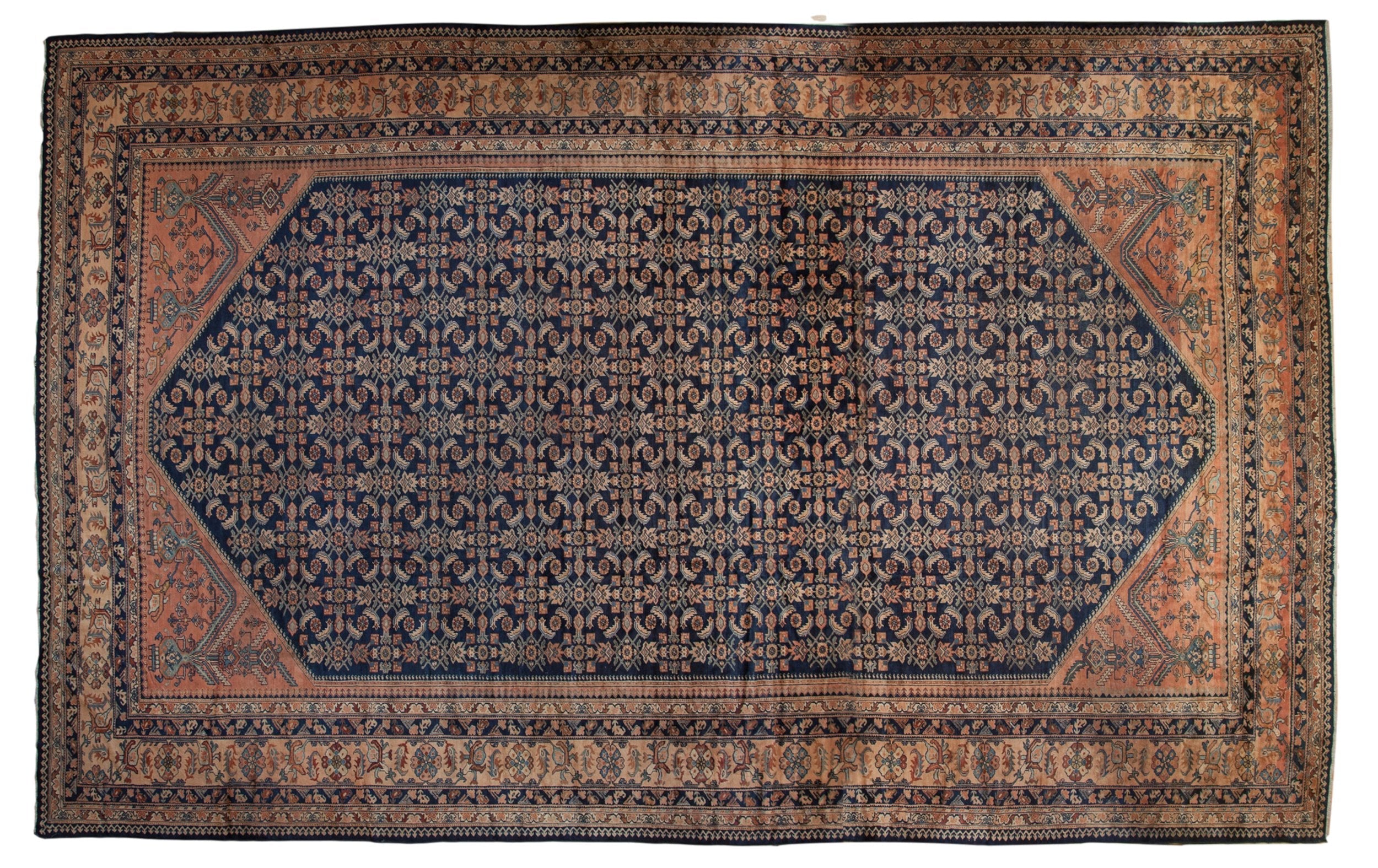 Vintage Lilihan Carpet 12x18.5, hand-knotted one of a kind piece