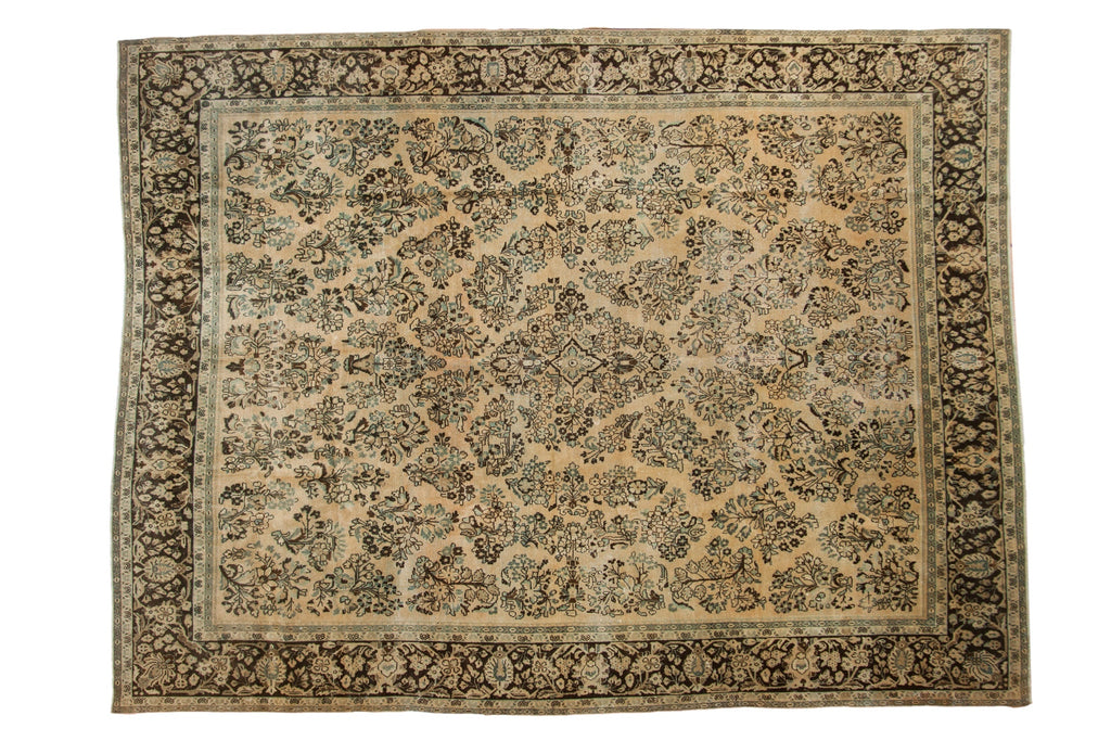 Vintage Distressed Arak Carpet 8.5x11.5, hand-knotted one of a kind piece