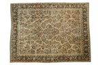 Vintage Distressed Arak Carpet 8.5x11.5, hand-knotted one of a kind piece
