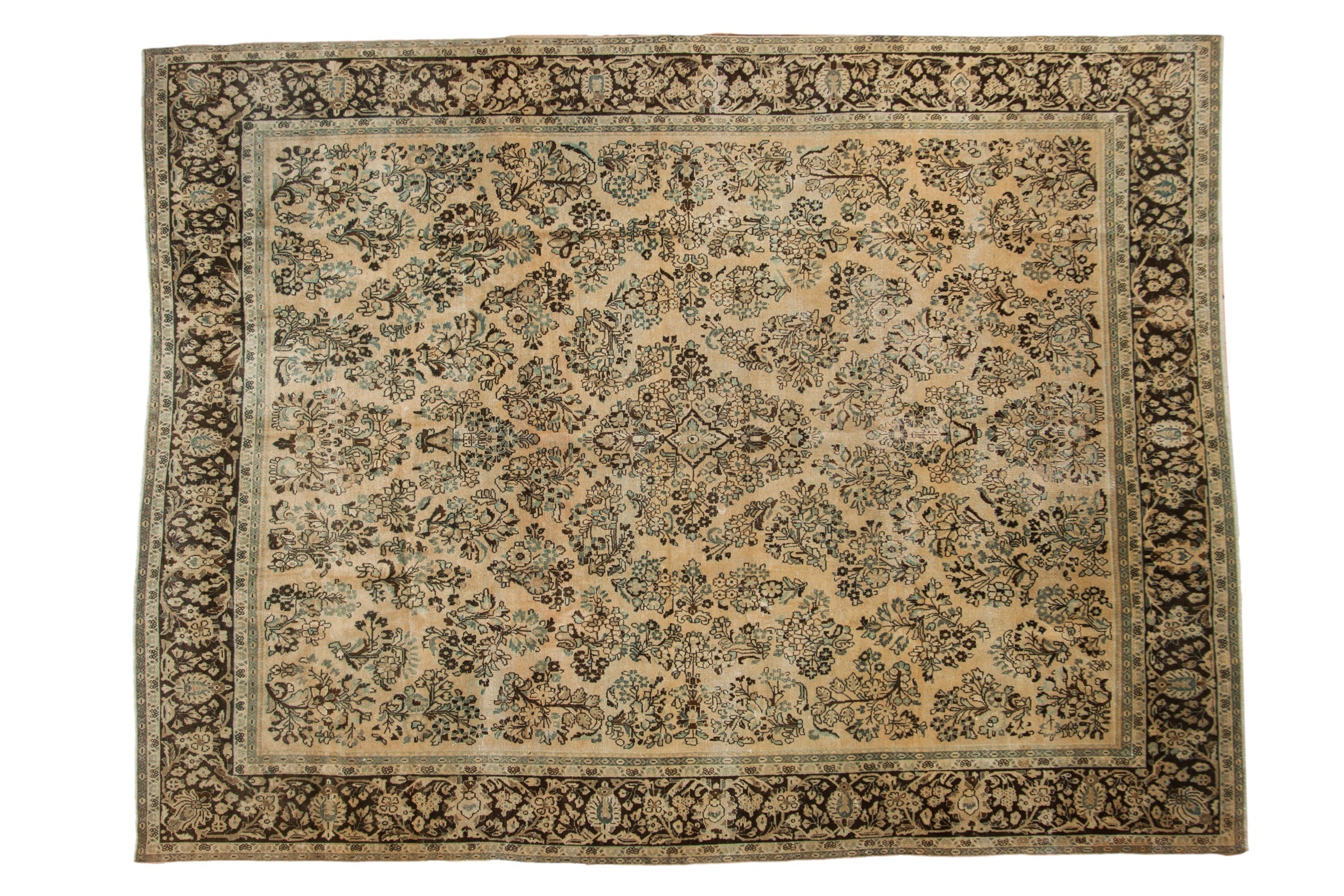 Vintage Distressed Arak Carpet 8.5x11.5, hand-knotted one of a kind piece