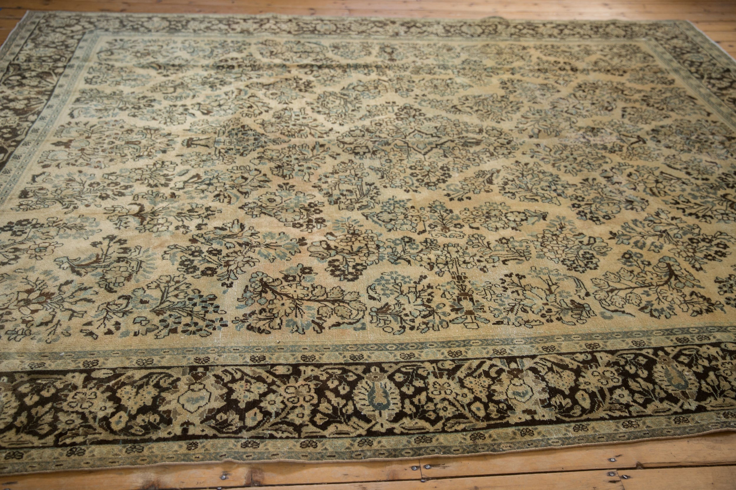 Back of the hand-knotted rug showing construction