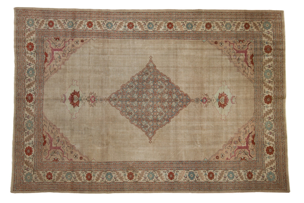 Vintage Distressed Tabriz Carpet 8x12, hand-knotted one of a kind piece
