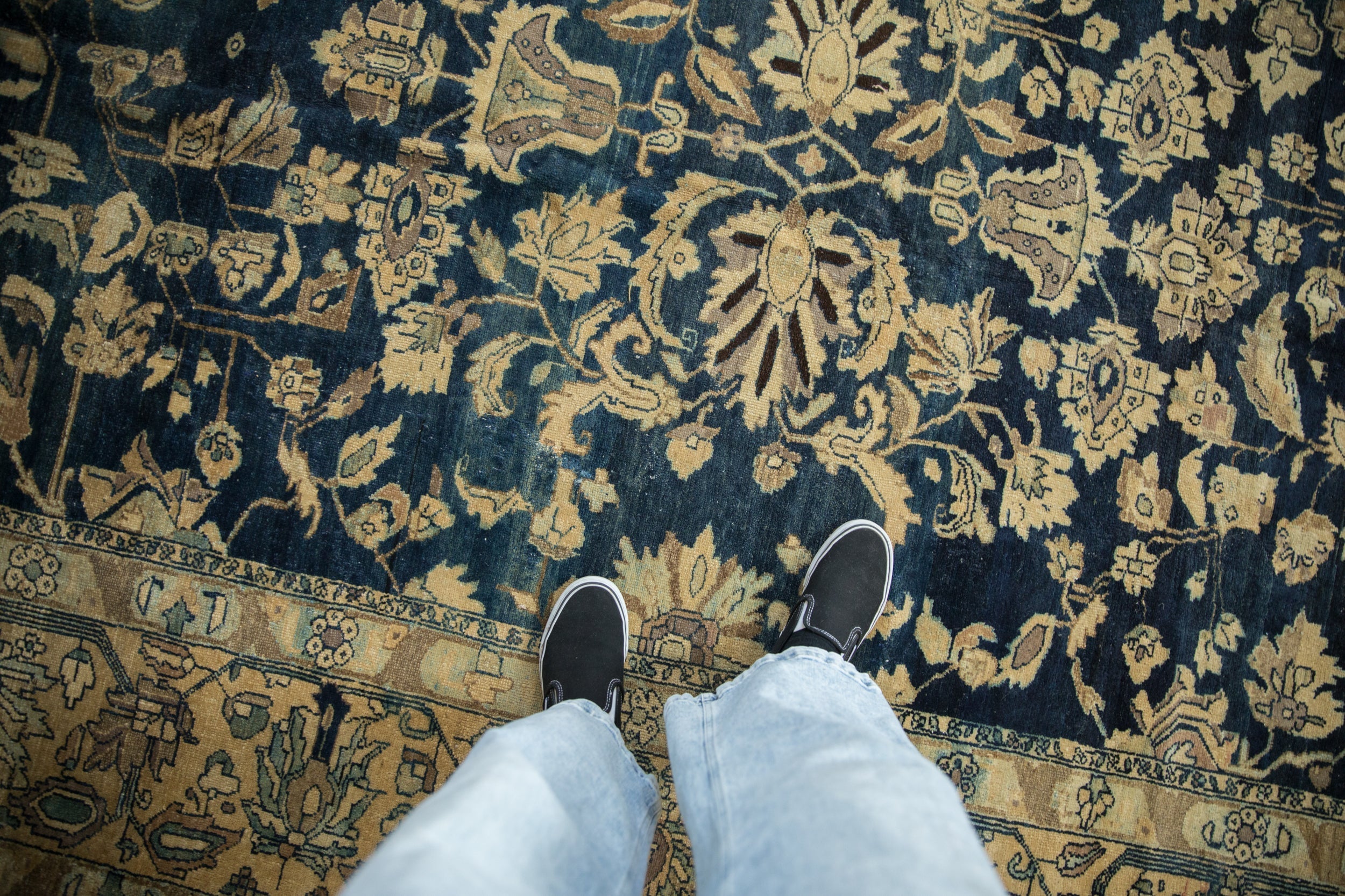 Full overhead view of Tea Washed Lilihan carpet 10.5x16.5