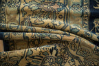 Vintage Distressed Tea Washed Lilihan Carpet 10.5x16.5, hand-knotted one of a kind piece