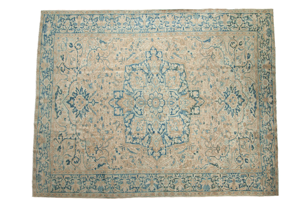 Vintage Distressed Heriz Carpet 9.5x12.5, hand-knotted one of a kind piece