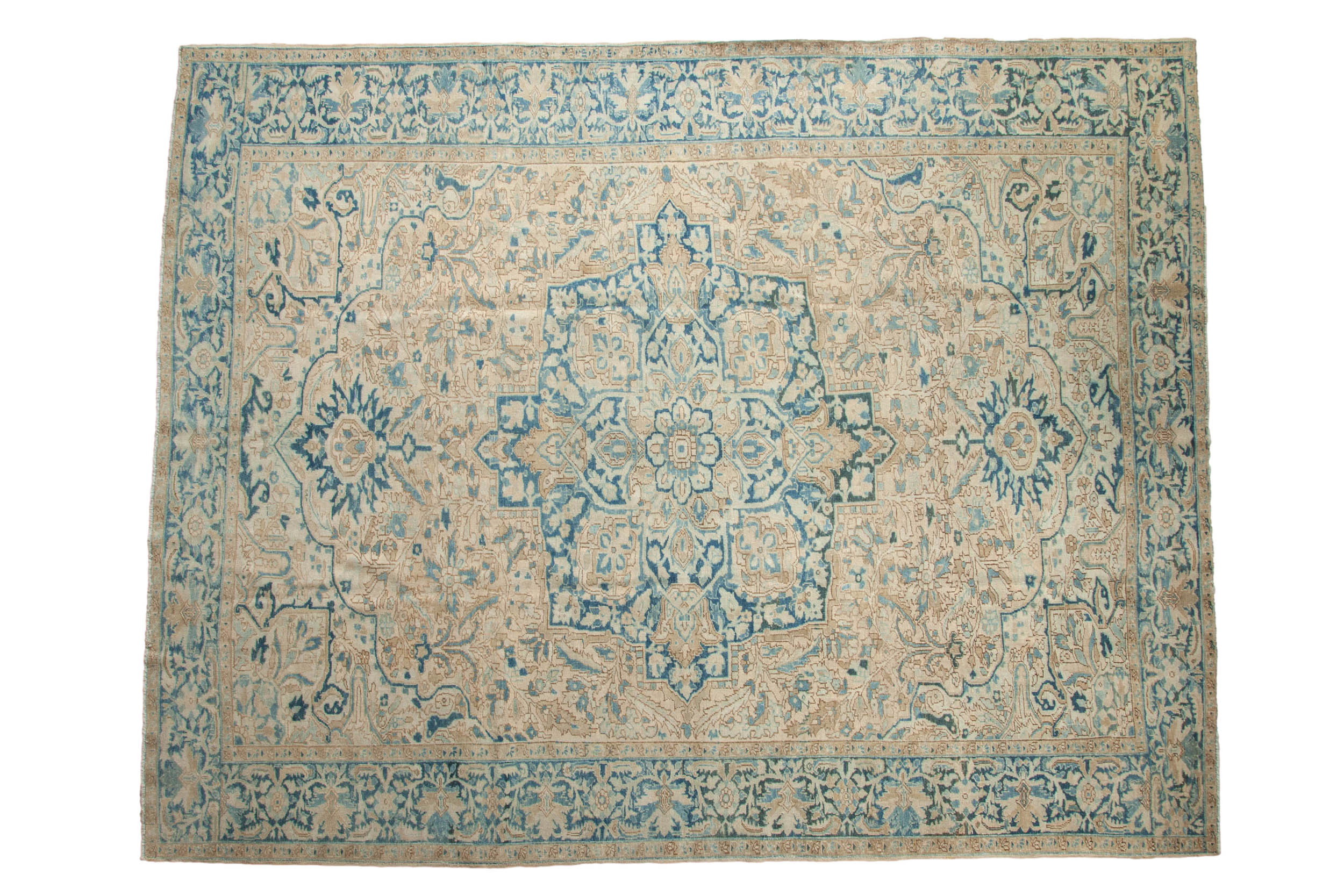 Vintage Distressed Heriz Carpet 9.5x12.5, hand-knotted one of a kind piece