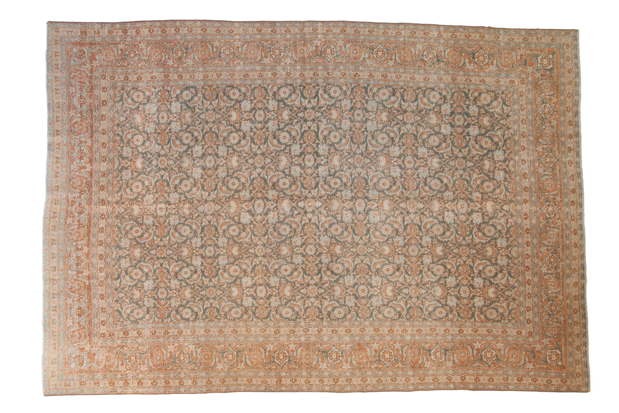 Vintage Distressed Tabriz Carpet 7.5x11, hand-knotted one of a kind piece